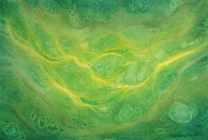 Green abstract watercolor painting