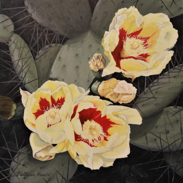 Blooming Prickly Pear Cactus painting