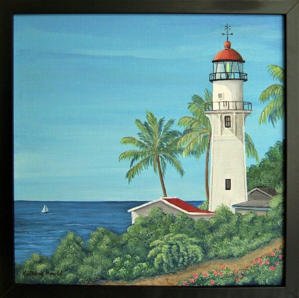 Diamond Head Lighthouse, HI acrylic painting