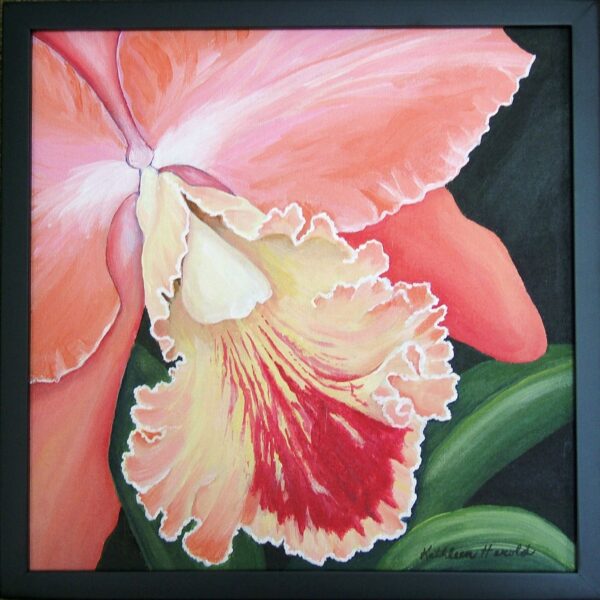 Peach and Yellow Orchid acrylic painting