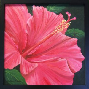 Red Hibiscus acrylic painting