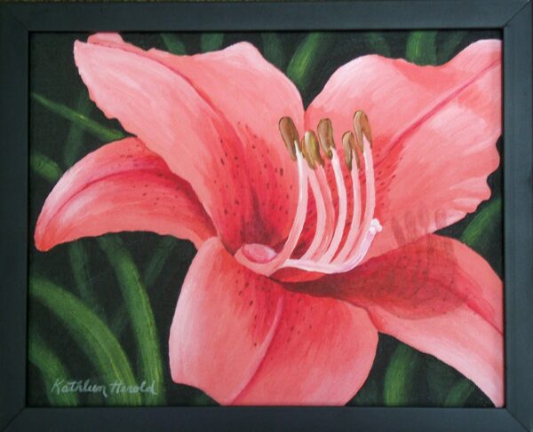 Salmon Tiger Lily acrylic painting